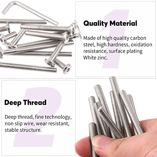 Swpeet 282Pcs 14 Different Sizes M6x16mm-80mm Carbon Steel Black and Nickel Plated Sliver Barrel Nuts Kit