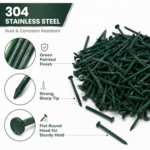 2lb Boxes 1-1/4" Green Painted Siding Nails, Smooth Shank 304 Stainless Steel Fascia Cover and Panel Vinyl Siding Nails, About 1200 Pcs for Exterior and Industrial Supplies 1-1/4"