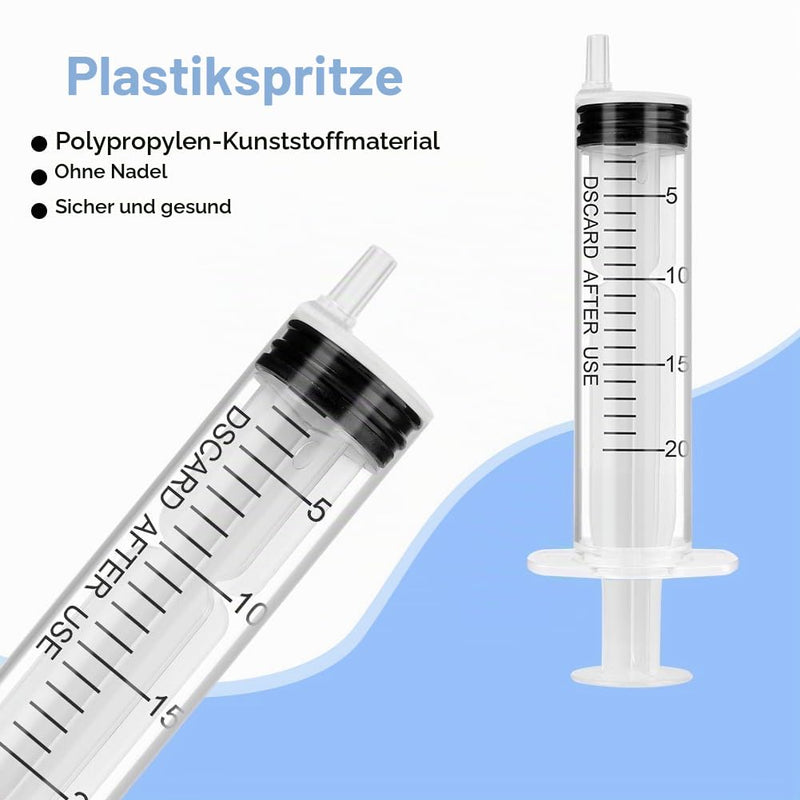 Offcup Syringe Set with Blunt Needle, 6 x Syringe 20 ml and Cannula | Plastic tube disposable syringes plastic syringe for liquids, hobbies, model making and home work 6 pieces, 20 ml