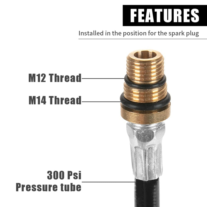 Engine Air Valve Holder Pressure Pipe Cylinder Leakage Testing Assistant Tool with Ball Valve M12 M14 Thread to 1/4 NPT Universal for Mustang Ford GM Trucks LS Engine