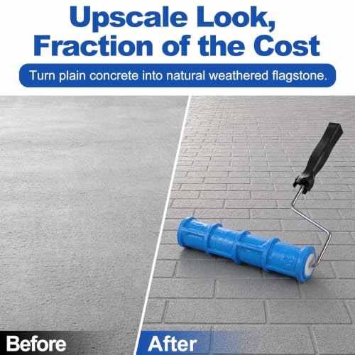 Concrete Texture Roller Stamp, Stone Pattern Decorative Cement Roller for Driveway Patio Walkway, Professional Concrete Imprint Tool for DIY Landscaping & Masonry(Brick Patterns)