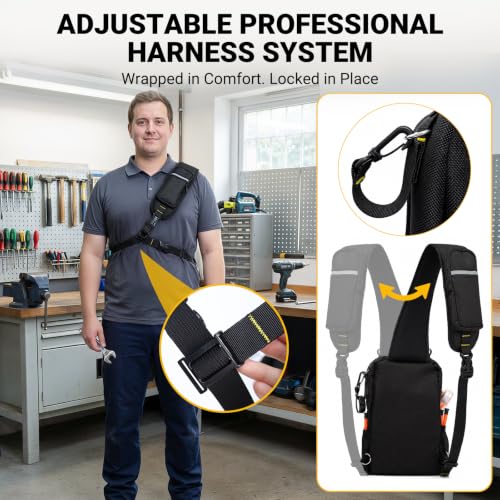 FamilyKit Electrician Tool Bag, Compact HVAC Tool Pouch for Technicians Black