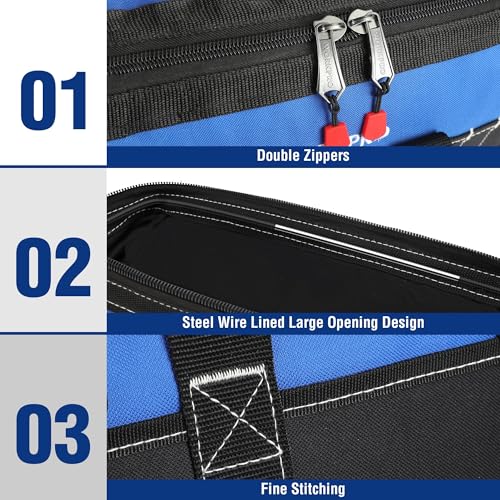 WORKPRO 16-inch Wide Mouth Tool Bag & WORKPRO 4-Pack Plier Organizer Rack, Pliers Holder and Cutter Organizers