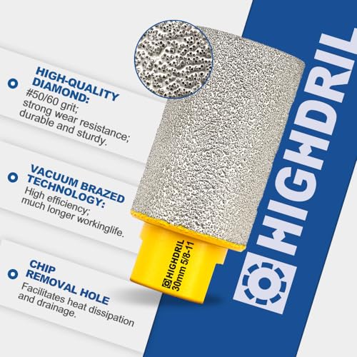 HIGHDRIL Diamond Beveling Chamfer Bits 2" x 5/8"-11 Thread for Existing Hole Trimming Finishing Cleaning Enlarging Marble Porcelain Tiles Granite