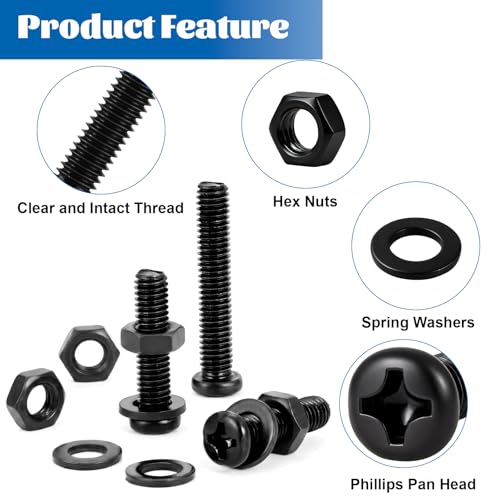 480PCS Machine Screw Assortment Kit M4 M5 M6 Phillips Pan Head for DIY M4M5M6 480PCS