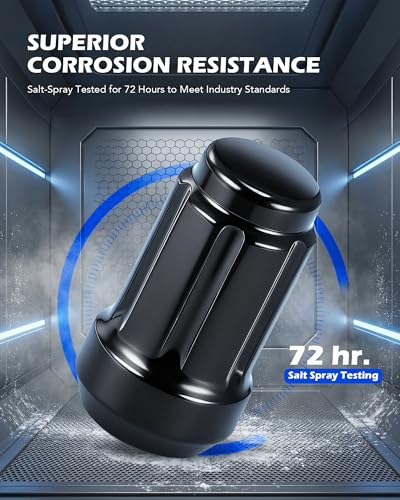 OMT M12x1.25 Lug Nuts with Cone Seat, 20pcs Lug Nuts Set with 1 Socket Key 20-Piece Spline Tuner Black