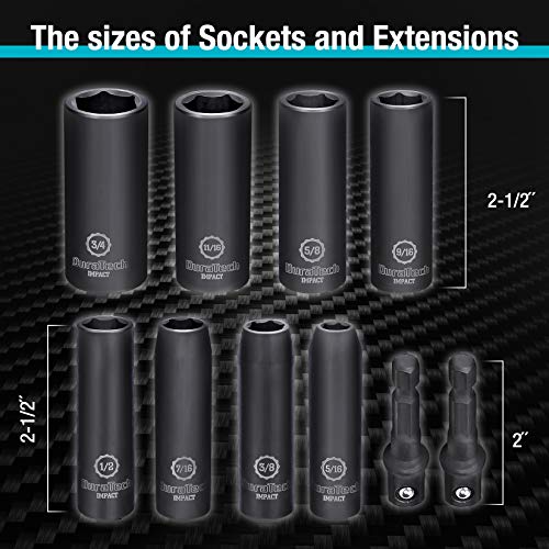 DURATECH 10-Piece 3/8" Drive 6-Point SAE Deep Impact Socket Set