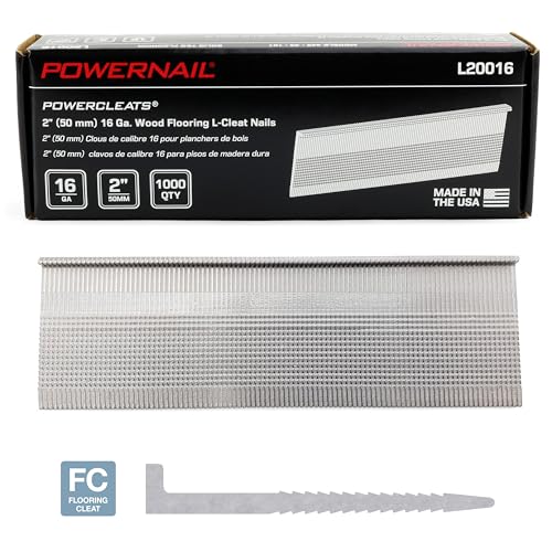 Powernail L20016 16 Gauge 2 Inch Length L-Cleat Nails for Hardwood Flooring (Box of 1000) 2 Inch (1000ct Box)