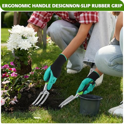JMOO Garden Tools, 8-Piece Garden Tool Set with Non-Slip Ergonomic HandlesIdeal for All Ages, This is the for Dad and Mom, and Gardening Enthusiasts.