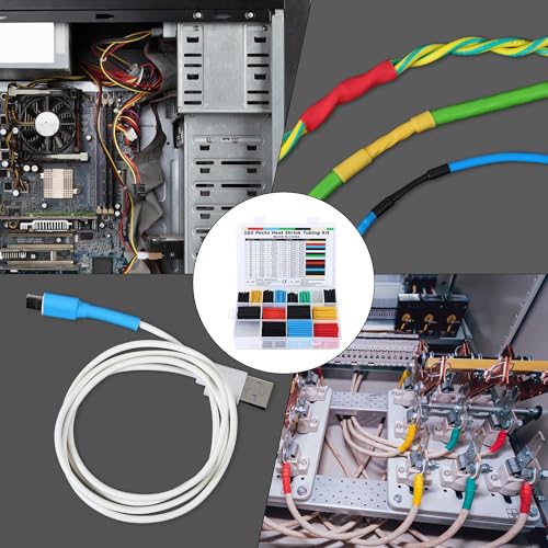 Heat Shrink Tubing Set, 580 Pieces, Heat Shrink Tubes, Colored Includes 6 Colors and 11 Sizes, 2:1 Shrink Ratio, Heat Shrink Tube, Waterproof, Suitable for Cable Insulation, Protect