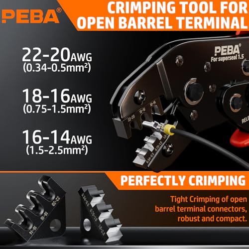 PEBA Waterproof Automotive Electrical Connector Kit, 1-4 Pin & Crimper Tool 1–4 Pin Waterproof Connectors - 2 Tools