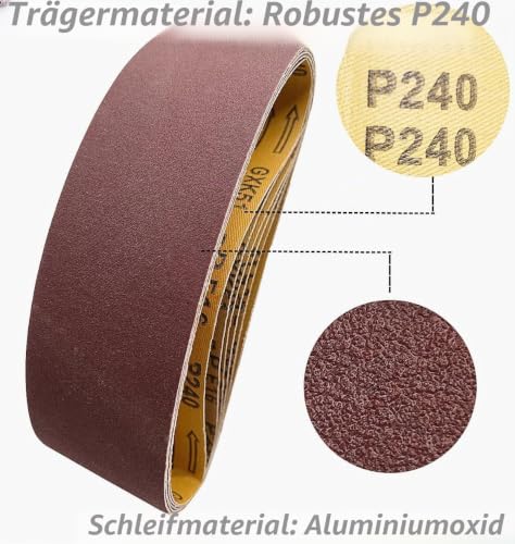 GXK51 Sanding Belt 75 x 533 mm, Pack of 10 Grit 80, Sanding Belt Kits Compatible with Belt Sanders, for Sanding, Filing, Sharpening and Removing Metal Wood Surfaces 75x533mm Korn 80