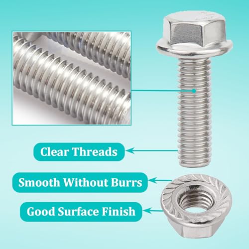 6pcs M10X1.5-40mm Stainless Steel Flange Screws Flange Exhaust Bolts and Nuts Kit for Securing Exhaust Components Hex Head Exhaust Manifold Hardware Kit