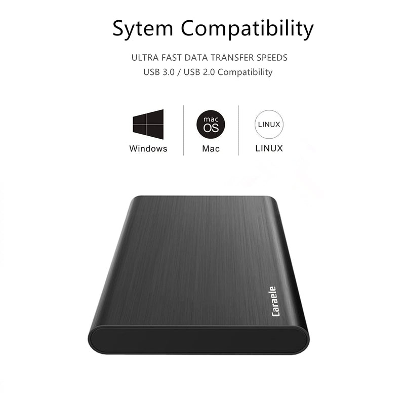 500GB Ultra Slim Portable External Hard Drive USB3.0 HDD Storage Compatible for PC, Desktop, Laptop, MacBook, Chromebook, Xbox One, Xbox 360, PS4 (Black) 500GB Black