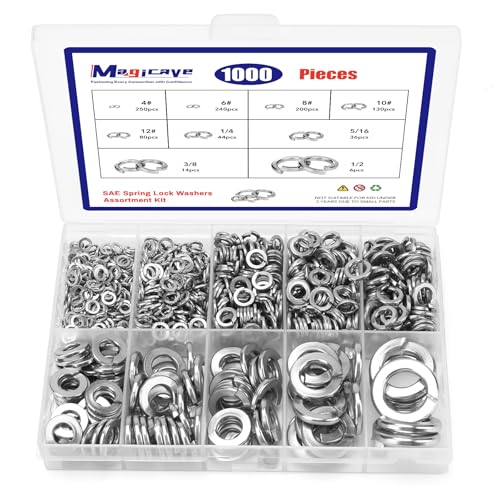 1100 Pcs Flat Washers Assortment Kit & 1100 Pcs SAE Spring Lock Washers Assortment Kit