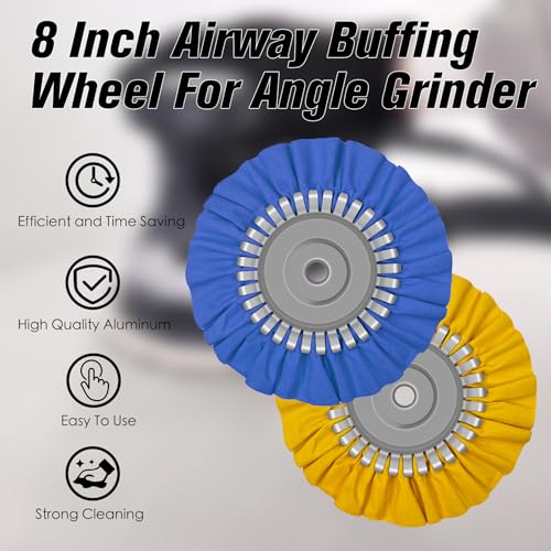 8" Airway Buffing Wheel & Polishing Compound Set, 4 Aluminum Buffing Wheels & 5 Grits Compound Bars for Angle Grinder, Coarse to Ultra-Fine Polishing for Stainless Steel, Jewelry, Glass