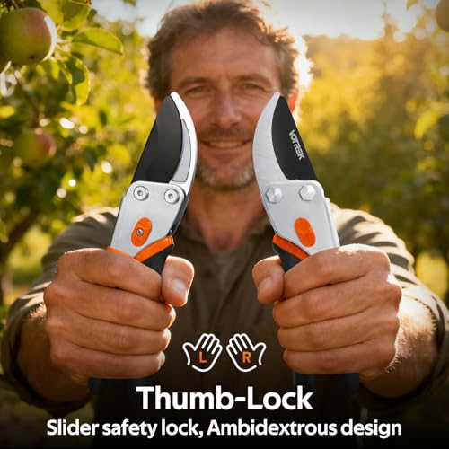 Professional 8.5”Garden Pruner with Jam-Proof Spring & Ever-Sharp SK5 Blade