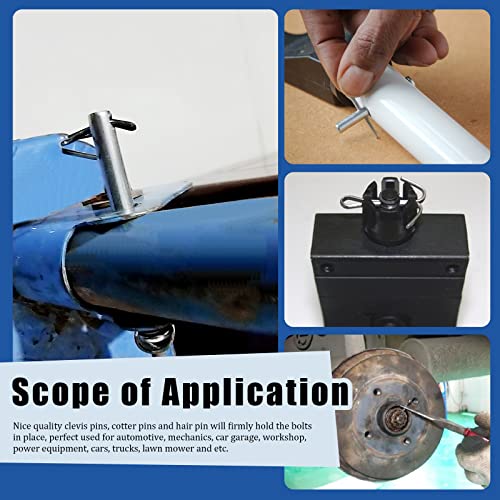 Glarks 122Pcs 4 Styles Clevis Pin/Cotter Pin/Hair Pin/Dowel Pin Assortment Set, 15 Size 304 Stainless Steel Pin Fasteners for Automotive, Mechanics, Cars, Trucks, Lawn Mower Use