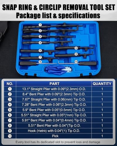 SGT 10pcs Snap Ring Pliers Set, Internal and External Circlip Pliers Blue