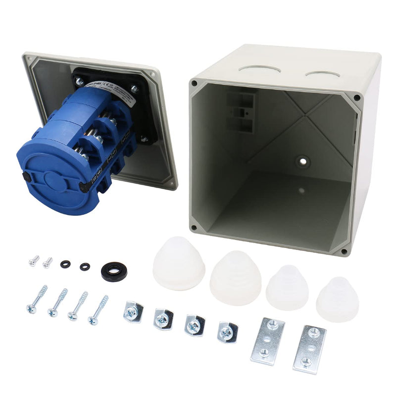 Baomain Universal Rotary Changeover Cam Switch SZW26-63/D303.3D 660V 63A 3 Position 3 Phase with Master Switch Exterior Box LW28-63/4 | Maintained 1-0-2 3-Pole 12-Terminal Rotary Changeover Switch For Motor Control & Generator MTS,heavy-duty,SZW26-63/D...