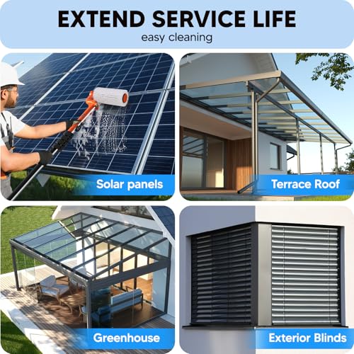 Electric Solar Panel Cleaning Brush - Replacement Heads, Cleaning Roller Brush for PV Systems, Windows, Patio Roofs, Conservatories White