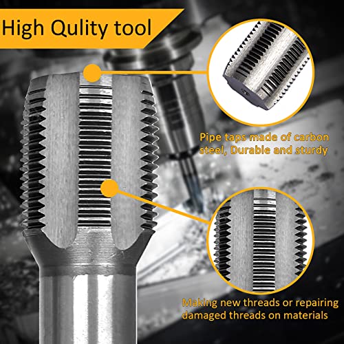 6 Piece NPT Pipe Tap Set, 1", 3/4", 1/2", 3/8", 1/4", 1/8", HSS 6 Piece