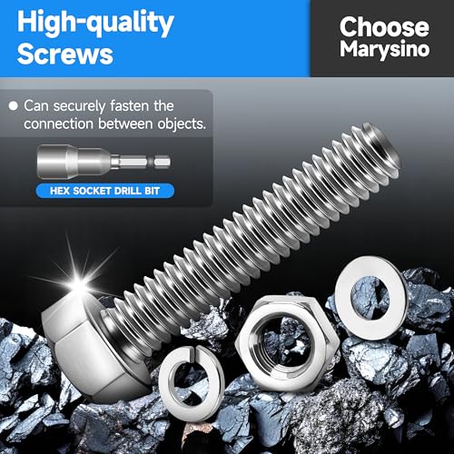 262Pcs Stainless Steel Hex Head Nut and Bolt Assortment Kit - 1/4-20, 5/16-18, 3/8-16 Metric Bolt Kit with Washers 262Pcs 1/4" 5/16" 3/8"
