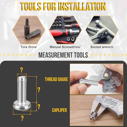 DTGN 100Pack 1/4" x1-1/2 Pan Head Torx Security Screws SS304 Silver 1/4"-20x1-1/2" 100