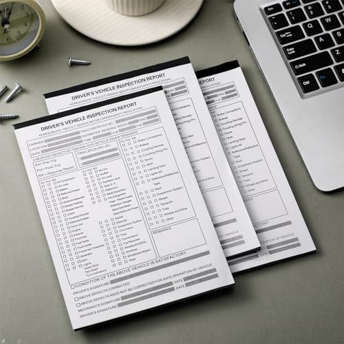 Motiskyy 10 Pack Detailed Driver's Vehicle Inspection Report 5.5" x 8.5" Daily Pre Trip Inspection Book 2-ply Carbonless for Drivers and Truckers, 31 Sets of Forms Per Dvir Book