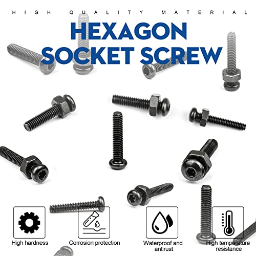 NINDEJIN M2 M3 M4 M5 Hex Socket Cap Screw Machine Screws Assortment Kit (580pcs Stainless Steel) + NINDEJIN M3 Button Head Hex Socket Cap Screw Bolt and Nut Set (282pcs Carbon Steel)