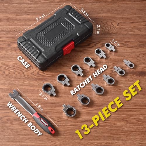 Flex Head Ratcheting Wrench Set, 8-19mm Ratchet Wrench Set with Interchangeable Heads for Mechanic Repair Metric
