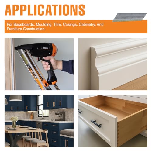 Freeman Angled Finish Nails | 34 Degree | 15 Gauge | 2-1/2" | Tape Collated | Galvanized Steel | 1000 Count | Trim, Baseboards, Moulding, Cabinetry, Furniture, Door and Window Casing | AF1534-25 15-Gauge 2-1/2"