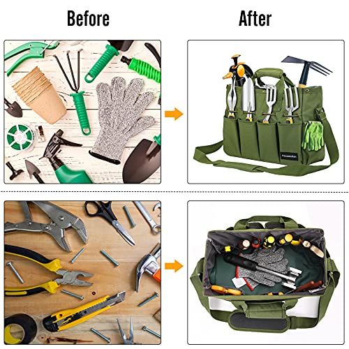 Housolution 900D Gardening Tote Bag with 8pcs Garden Tools Set