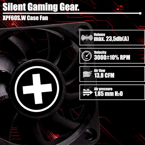 Xilence XPF60S.W 60 mm Quiet Case Fan, 3PIN, Easy Installation, 270 mm Cable Length, Hydro Bearing, Good and Cooling Airflow in Office/Home/Server PC, Black