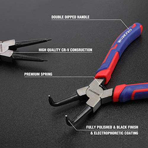 WORKPRO 4-Piece Snap Ring Pliers Set with Storage Pouch