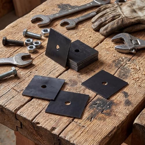 Hicarer 12 Pcs Carbon Steel 3" x 3" Square Washer Plate Fits 1/2" Bolt Heavy Duty Flat Square Washers 3 mm Thick Anti Loosening Plate Fastener for Construction and Industrial Equipment