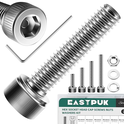 120Pcs Metric Bolt Assortment Kit M4 M5 M6 & 2200-Piece Metric Screws and Bolts Assortment Kit M2 M3 M4 M5 304 Stainless Steel Hex Socket Cap Screws, Flat Washers, Nuts, Button Head Socket