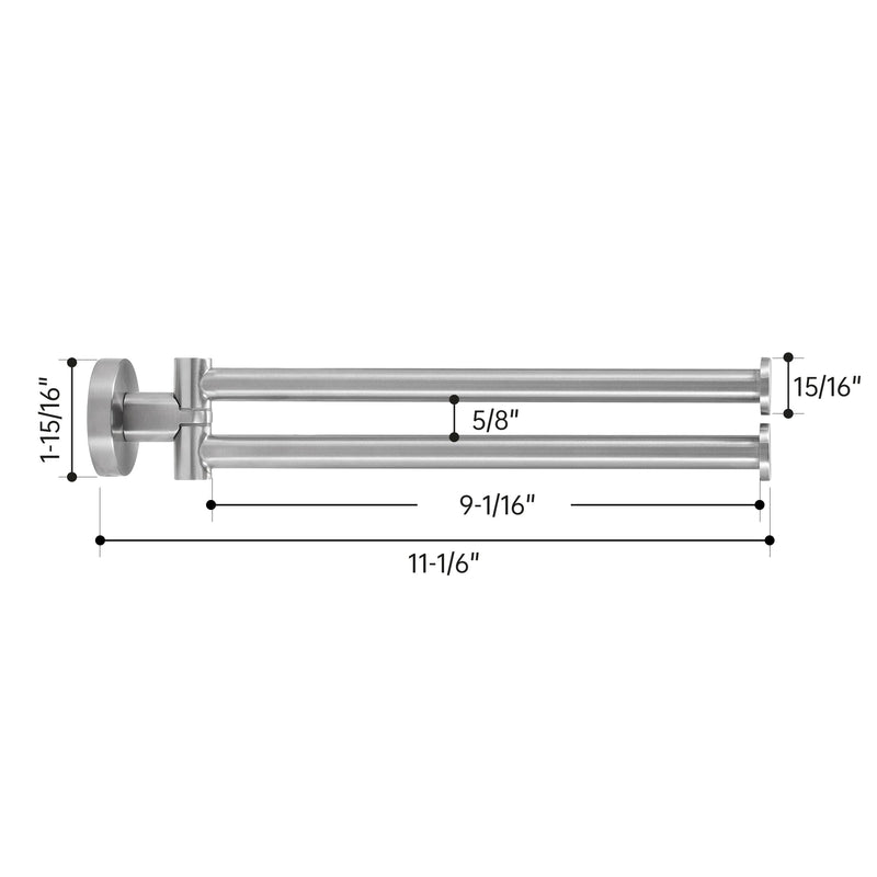 KES Kitchen Swivel Towel Bar 9-Inch, Swivel Towel Rack for Dish Towel, Double Towel Bar 2-Arm Wall Mounted, SUS 304 Stainless Steel, Brushed Finish, A2106S23-2