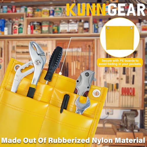 KUNN Firefighter 4-Pocket Tool Pouch Inside Turnout Coat Bunker Pocket Durable Tool Organizer Pocket with 2-Eyelet + Tool Pouch with Belt Clip, Utility Small Tool Organizer with Tape Measure Holder