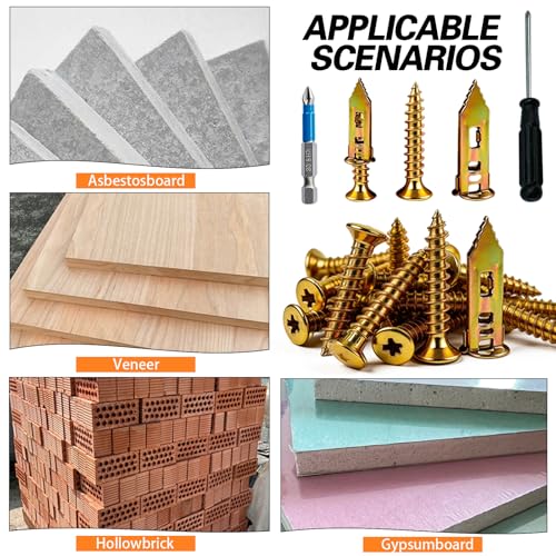 420PCS Self Drilling Drywall Anchors with Screws Kit, Wall Anchors for Drywall, Heavy Duty Metal Expansion Bolts, Sheetrock Anchors & Zinc Plated Steel Expansion Screws, No Drill Needed for Shelf, etc 420