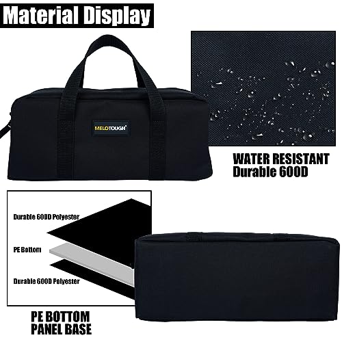 MELOTOUGH Canvas Utility Tool Tote bag Combo Kit-Includes 4 Medium Tool Organizer Bags for Electrician, Plumbing, Gardening, HVAC & More (Black & Tan)