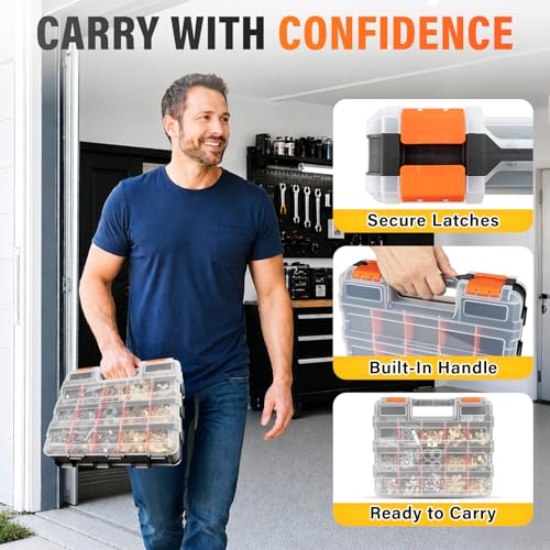 DIYSELF 2 Pack Hardware Organizer, 34-Compartment Small Parts Organizer
