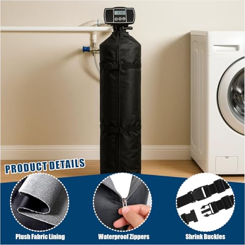 Winter Water Softener Cover - Heavy Duty 600D Waterproof Outdoor Cover for Water Softener Systems, Freeze Protection, Snow & Cold Weather Resistant, 13"x54" black 13x54"
