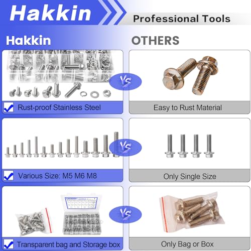 360PCS M5 M6 M8 Flange Bolts and Nuts Assortment Kit, 304 Stainless Steel Metric Flange Bolt Assortment, M5-0.8 M6-1.0 M8-1.25 Hex Bolts Nuts Screws Flat & Lock Spring Washer, Full Thread B. M5 M6 M8