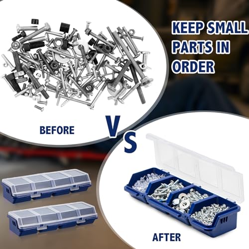 Hushee 4 Pcs Screw Organizer Box with Lid 4 Compartments, Blue 1