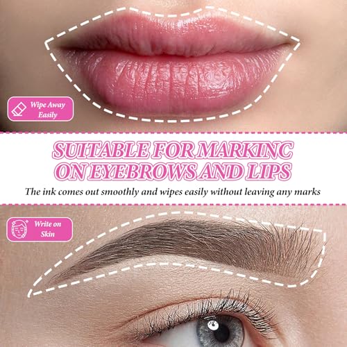 Pack of 4 Skin Markers with 8 Refills, Microblading Pen Eyebrow (White) | Makeup Tattoo Pen Eyebrow Lip Body Art White