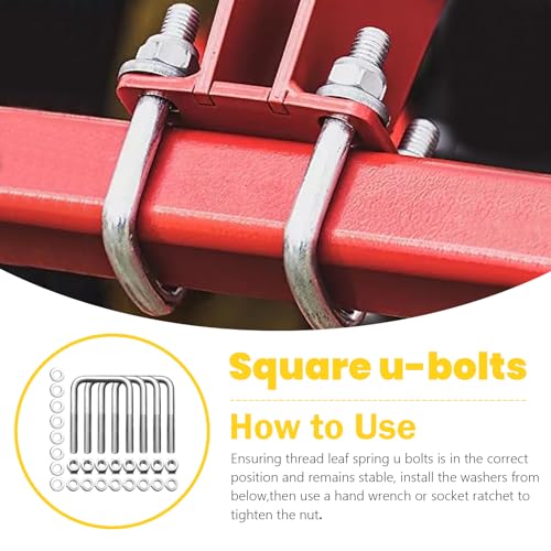 4 Pcs 304 Stainless Steel Square U-Bolts with Washers & Nuts+2 Ton Snatch Block with Chain and Swivel Shackle