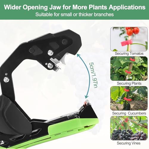 Upgraded Plant Tying Machine Gun to Tie Up Vine Tomatoes and Grapes Quickly Garden Tape Tool for Gardeners Farmers with SK5 Blade Replacement Garden Tapes and Staples Green