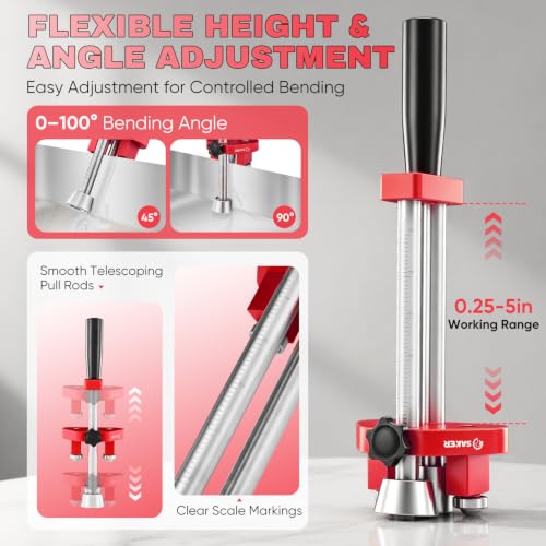 Saker One-Station Sheet Metal Bender, Sheet Bending Roller Tool Small Red