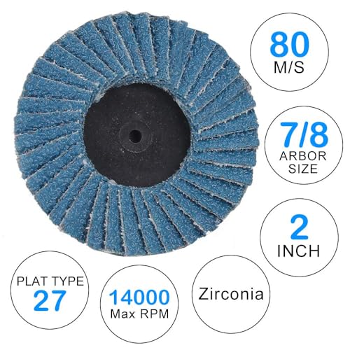 Titoe 24 PCS 2 inch Flap Disc(80 Grits),T27 Zirconia Alumina 24 PCS(80 Grits)